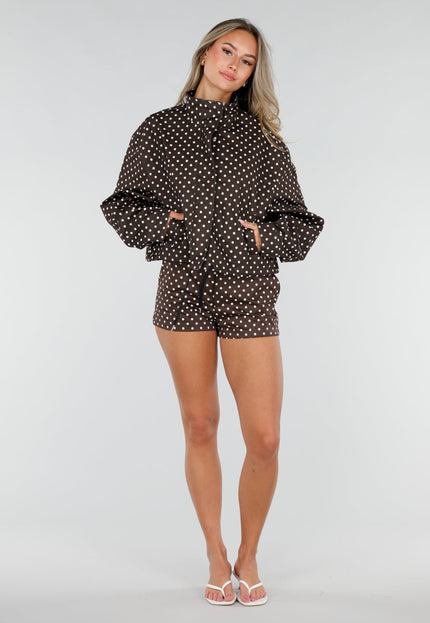 NEW080726 Bruine Polkadot Set met Short