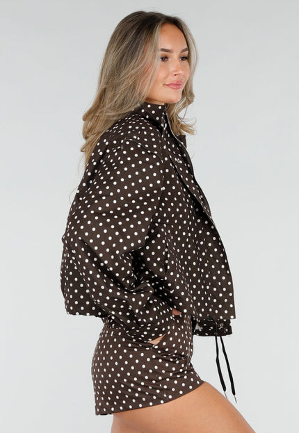 NEW080726 Bruine Polkadot Set met Short