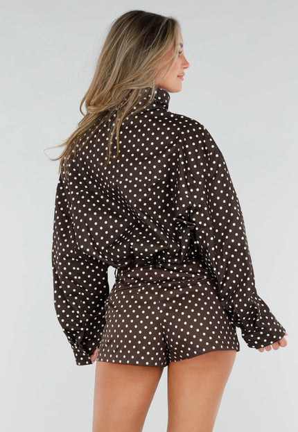NEW080726 Bruine Polkadot Set met Short