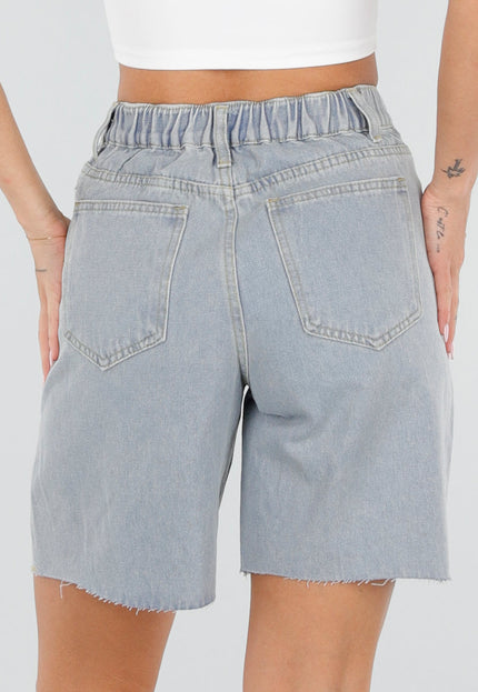NEW080726 Denim Bermuda Shorts met Strass