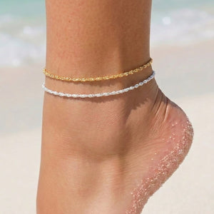 NEW080726 Enkelbandjes Set Goud En Zilver
