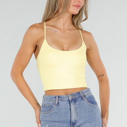 NEW080726 Gele Crop Top met Pads