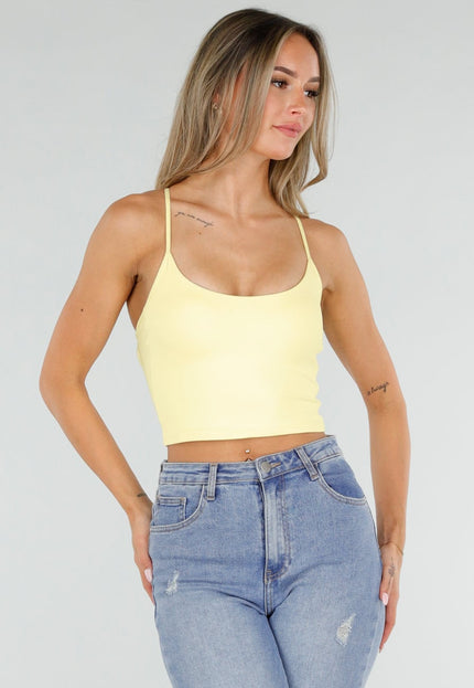 NEW080726 Gele Crop Top met Pads