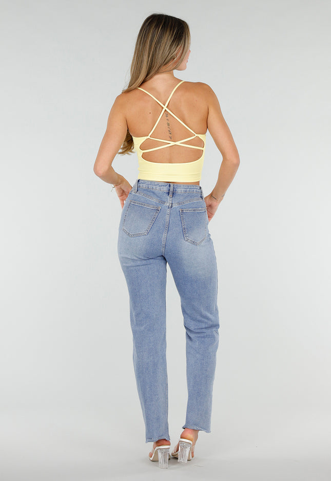 NEW080726 Gele Crop Top met Pads