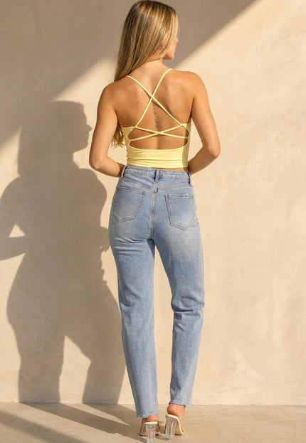 NEW080726 Gele Crop Top met Pads