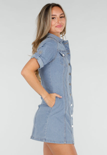 NEW080726 Lichtblauwe Denim Blousejurk