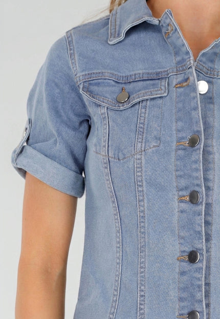 NEW080726 Lichtblauwe Denim Blousejurk