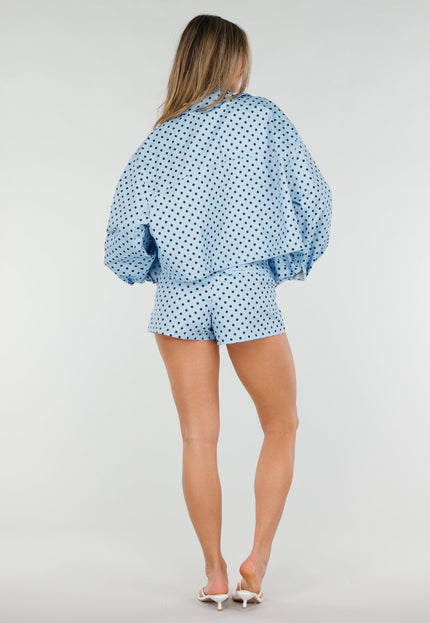 NEW080726 Lichtblauwe Polkadot Set met Short
