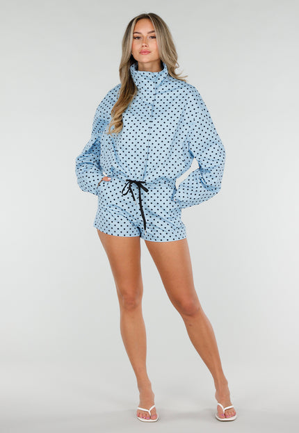 NEW080726 Lichtblauwe Polkadot Set met Short