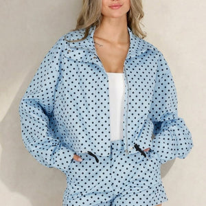NEW080726 Lichtblauwe Polkadot Set met Short