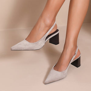 NEW080726 Lichtgrijze Suède Slingback Pumps