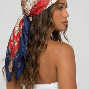 NEW080726 Rode Bandana met Barokprint
