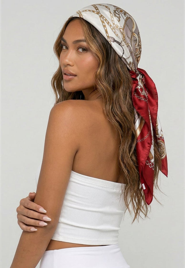 NEW080726 Rode Bandana met Barokprint