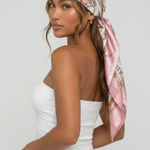 NEW080726 Roze Bandana met Barokprint