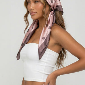 NEW080726 Roze Polkadot Satijnen Bandana