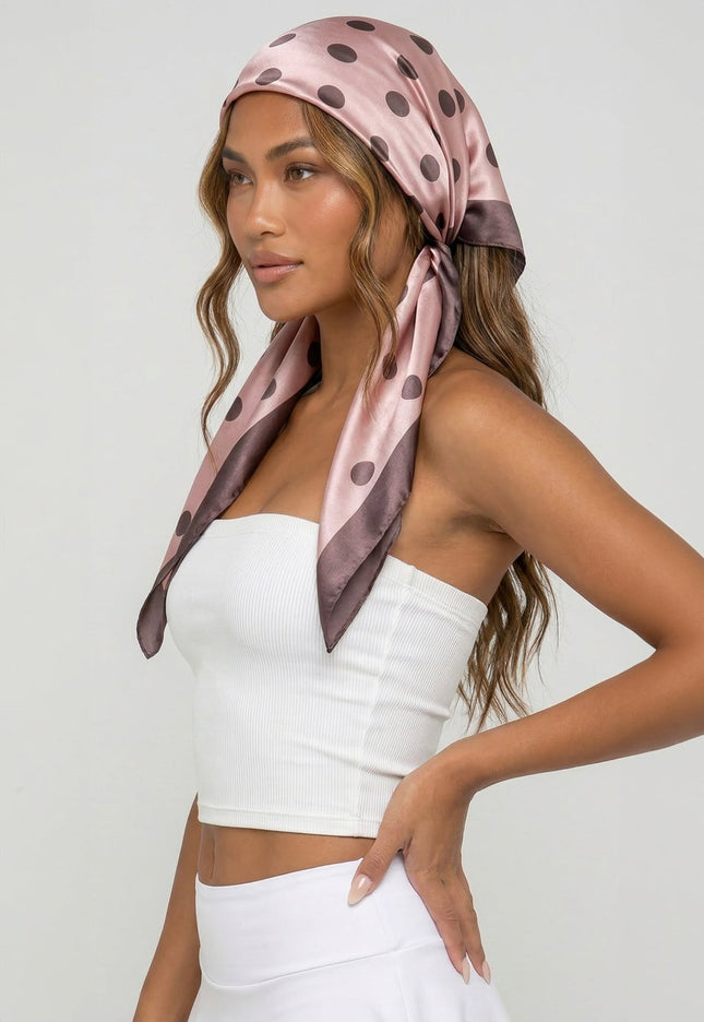 NEW080726 Roze Polkadot Satijnen Bandana