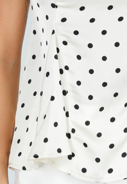 NEW080726 Witte Peplum Top met Stippen