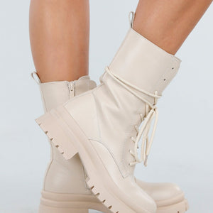 NEW081025 Beige Biker Boots