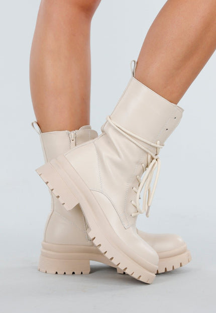 NEW081025 Beige Biker Boots