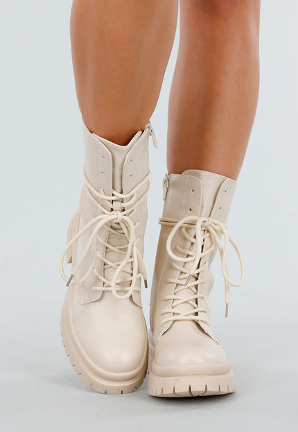 NEW081025 Beige Biker Boots
