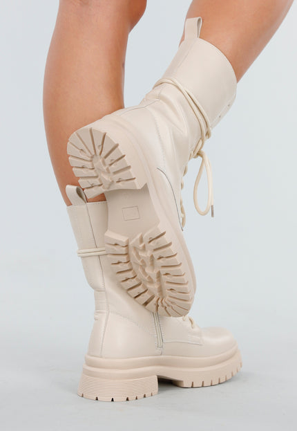 NEW081025 Beige Biker Boots