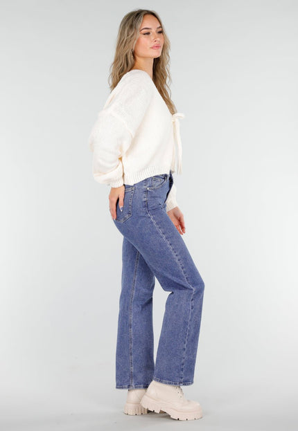 NEW081025 Beige Gebreid Vest met Strik