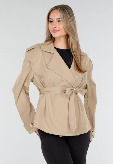 OP=OP.AV.10 Beige Korte Trenchcoat