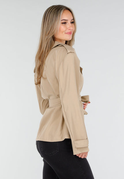 OP=OP.AV.10 Beige Korte Trenchcoat