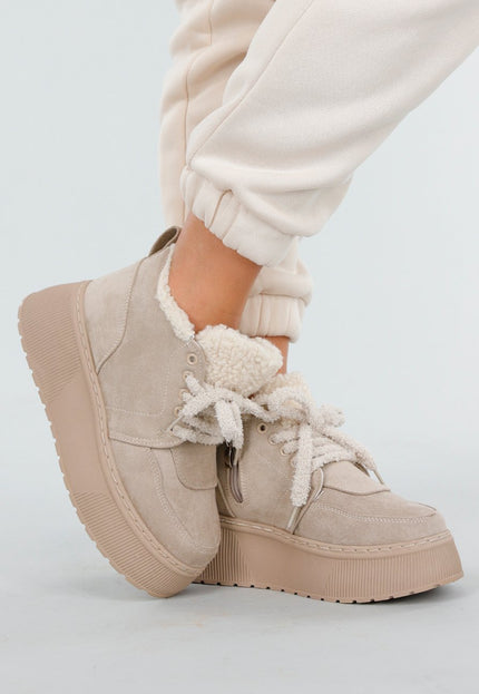 OP=OP.08.NL Beige Suède Sneakers