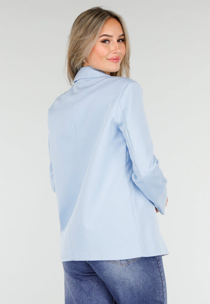 NEW081025 Blauwe Blazer met Bloemdetail
