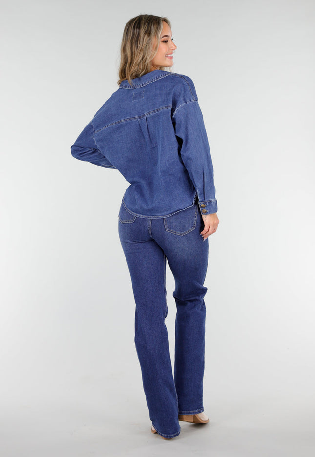 Redial Jeans Blauwe Spijkerblouse