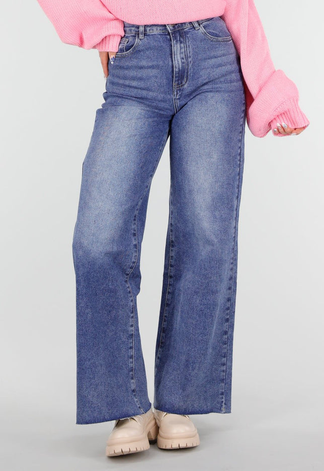 Redial Jeans Blauwe Stretch Wide Leg Jeans