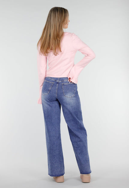 Redial Jeans Blauwe Stretch Wide Leg Jeans