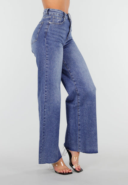 Redial Jeans Blauwe Stretch Wide Leg Jeans