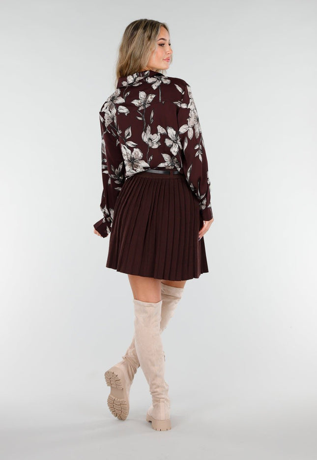 NEW081025 Bordeaux Bloemen Blouse
