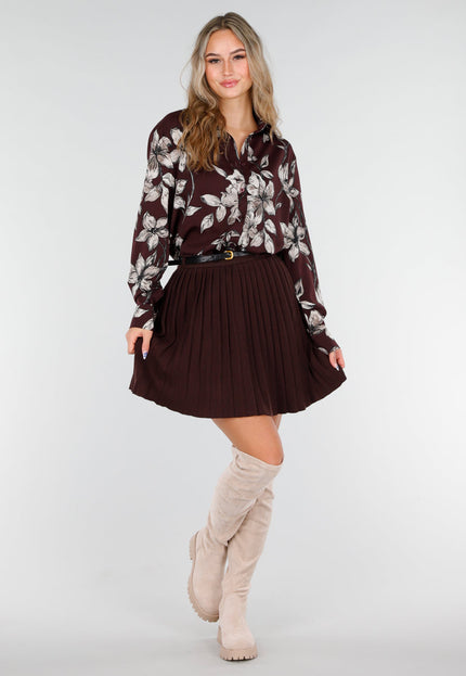 NEW081025 Bordeaux Bloemen Blouse