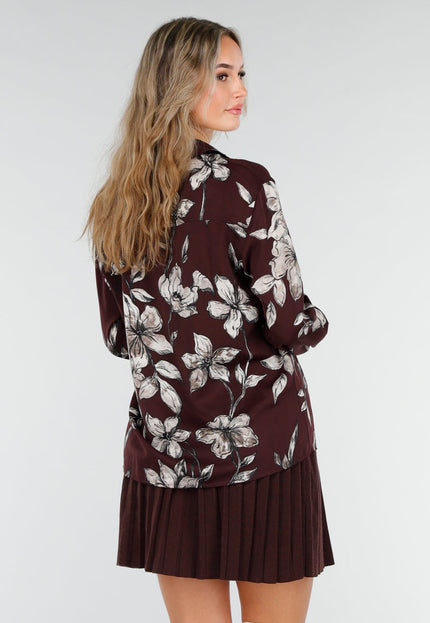 NEW081025 Bordeaux Bloemen Blouse