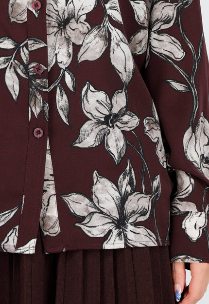 NEW081025 Bordeaux Bloemen Blouse