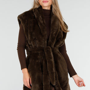 NEW081025 Bruine Faux Fur Bodywarmer