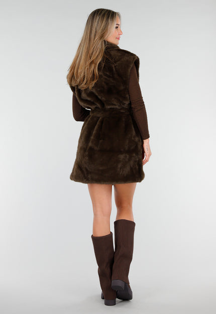 NEW081025 Bruine Faux Fur Bodywarmer