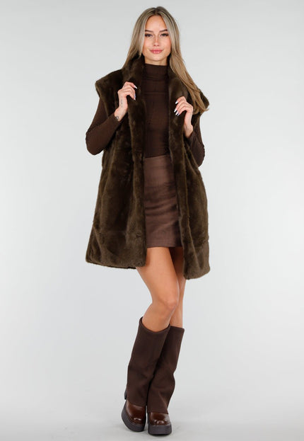 NEW081025 Bruine Faux Fur Bodywarmer