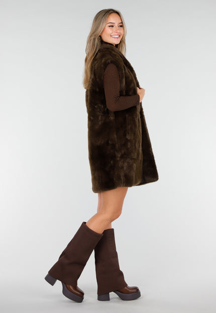 NEW081025 Bruine Faux Fur Bodywarmer