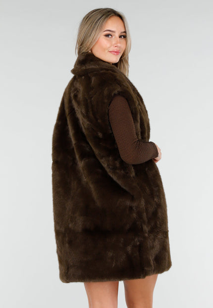 NEW081025 Bruine Faux Fur Bodywarmer