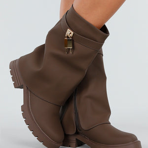 OP=OP.50.NL Bruine Korte Laarzen met Hangslot