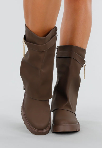 OP=OP.50.NL Bruine Korte Laarzen met Hangslot