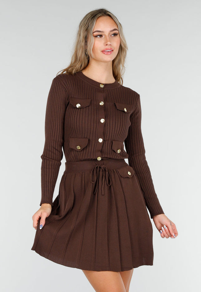 NEW081025 Bruine Matchende Stretch Set