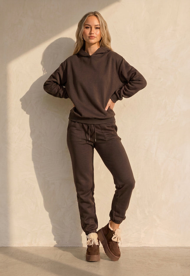 NEW081025 Donkerbruin Joggingpak