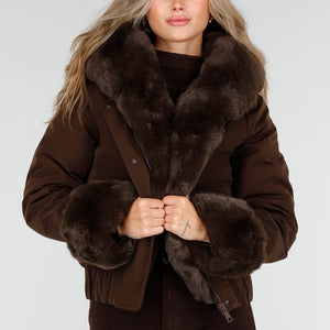 WINTER Donkerbruine Jas met Bontkraag