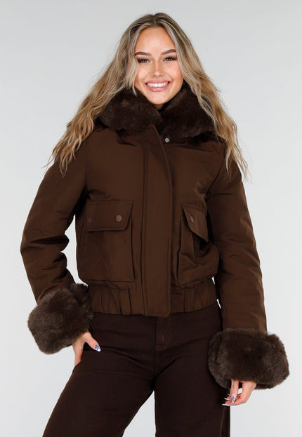 WINTER Donkerbruine Jas met Bontkraag