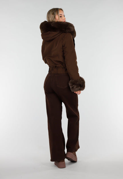 WINTER Donkerbruine Jas met Bontkraag